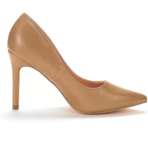 imageDREAM PAIRS Womens Closed Toe High Heels Dress Pointed Toe Wedding Pump ShoesNude Pu