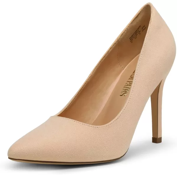 imageDREAM PAIRS Womens Closed Toe High Heels Dress Pointed Toe Wedding Pump ShoesNude Suede