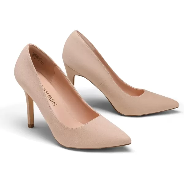 imageDREAM PAIRS Womens Closed Toe High Heels Dress Pointed Toe Wedding Pump ShoesNude Suede