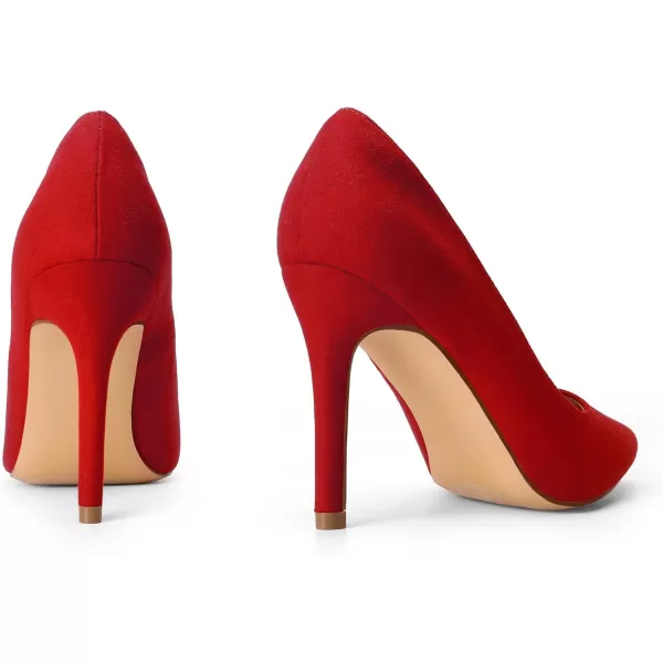 imageDREAM PAIRS Womens Closed Toe High Heels Dress Pointed Toe Wedding Pump ShoesRed Suede