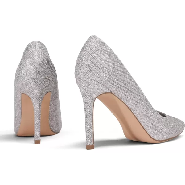 imageDREAM PAIRS Womens Closed Toe High Heels Dress Pointed Toe Wedding Pump ShoesSilver Glitter