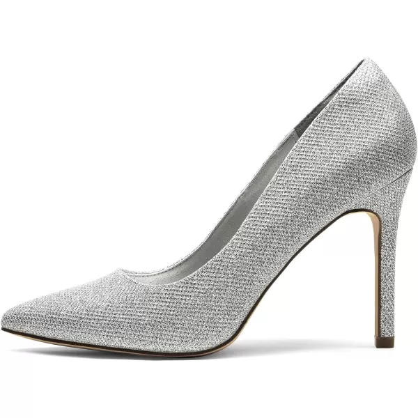 imageDREAM PAIRS Womens Closed Toe High Heels Dress Pointed Toe Wedding Pump ShoesSilver Glitter