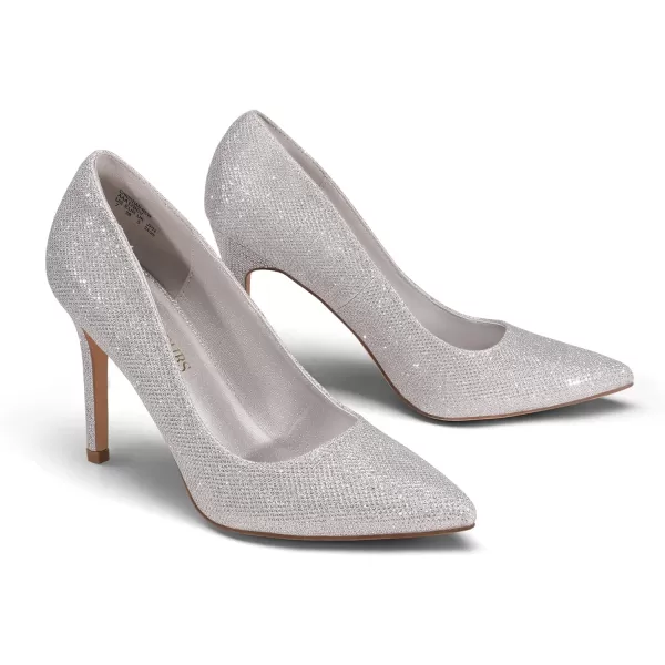 imageDREAM PAIRS Womens Closed Toe High Heels Dress Pointed Toe Wedding Pump ShoesSilver Glitter