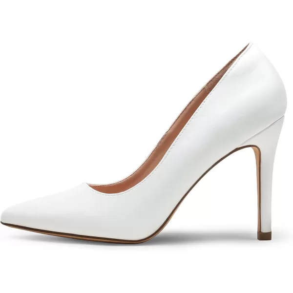 imageDREAM PAIRS Womens Closed Toe High Heels Dress Pointed Toe Wedding Pump ShoesWhite Pu