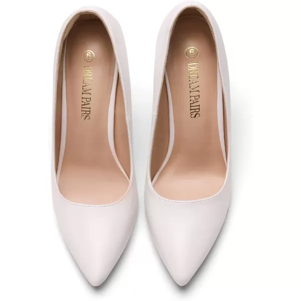 imageDREAM PAIRS Womens Closed Toe High Heels Dress Pointed Toe Wedding Pump ShoesWhite Pu
