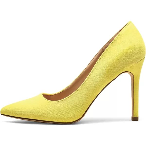 imageDREAM PAIRS Womens Closed Toe High Heels Dress Pointed Toe Wedding Pump ShoesYellow Suede