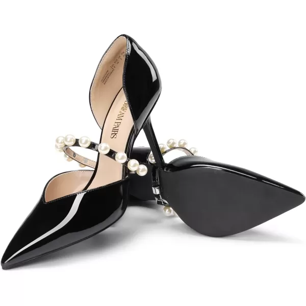 imageDREAM PAIRS Womens Closed Toe High Heels Stiletto Pointed Toe Strappy Pearl Elegant DOrsay Dress Wedding Party Pumps ShoesBlack