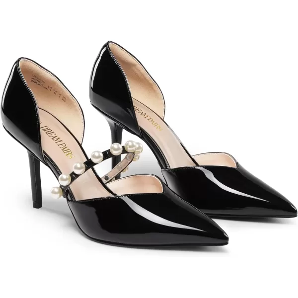 imageDREAM PAIRS Womens Closed Toe High Heels Stiletto Pointed Toe Strappy Pearl Elegant DOrsay Dress Wedding Party Pumps ShoesBlack