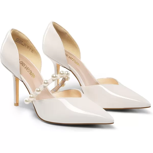 imageDREAM PAIRS Womens Closed Toe High Heels Stiletto Pointed Toe Strappy Pearl Elegant DOrsay Dress Wedding Party Pumps ShoesWhite
