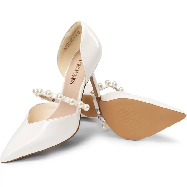 imageDREAM PAIRS Womens Closed Toe High Heels Stiletto Pointed Toe Strappy Pearl Elegant DOrsay Dress Wedding Party Pumps ShoesWhite