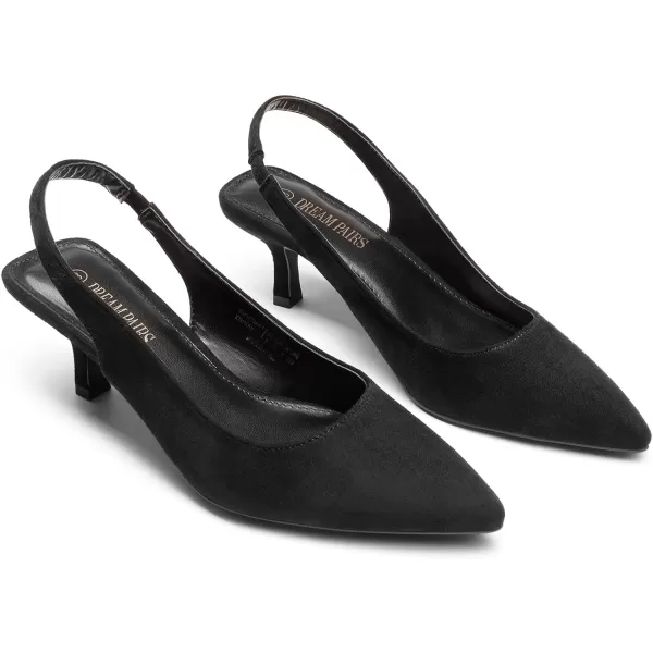 imageDREAM PAIRS Womens Closed Toe Kitten Heels Pointed Toe Slingback Low Heels Dress Bridal Wedding Pumps ShoesBlacksuede