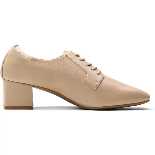 imageDREAM PAIRS Womens Closed Toe LaceUp Chunky Pumps Low Block Square Toe Heels Dress Classic Vintage Oxfords ShoesDark NudePu