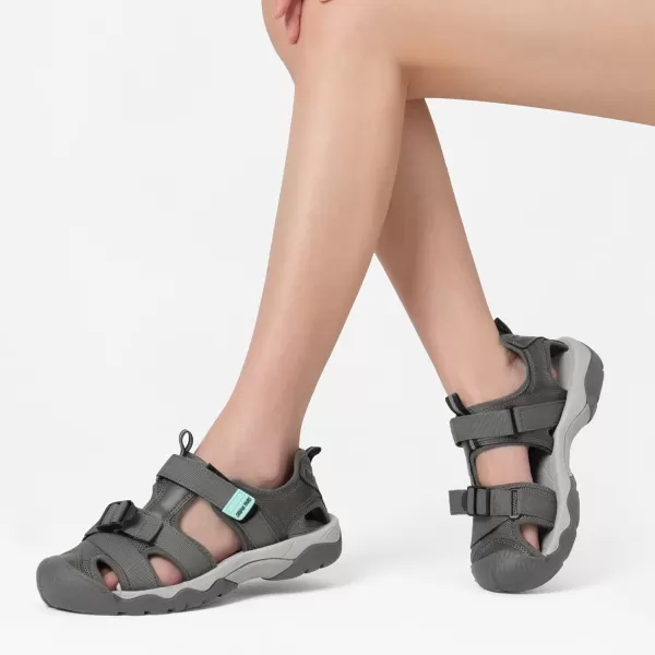 imageDREAM PAIRS Womens Closed Toe Sport Hiking SandalsSummer Outdoor Comfortable Walking Water SandalsGrey