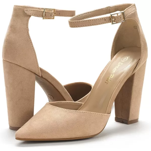 imageDREAM PAIRS Womens Coco Pointed Toe High Heels Pump ShoesNude Suede