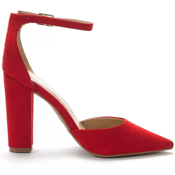 imageDREAM PAIRS Womens Coco Pointed Toe High Heels Pump ShoesRed Suede