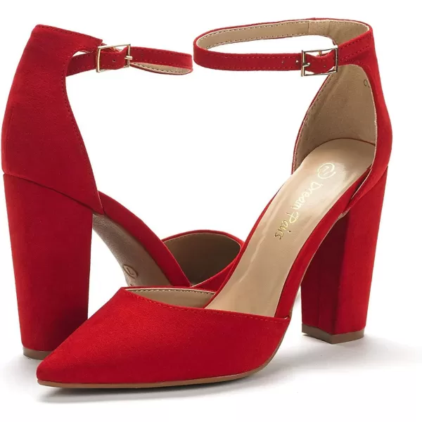 imageDREAM PAIRS Womens Coco Pointed Toe High Heels Pump ShoesRed Suede