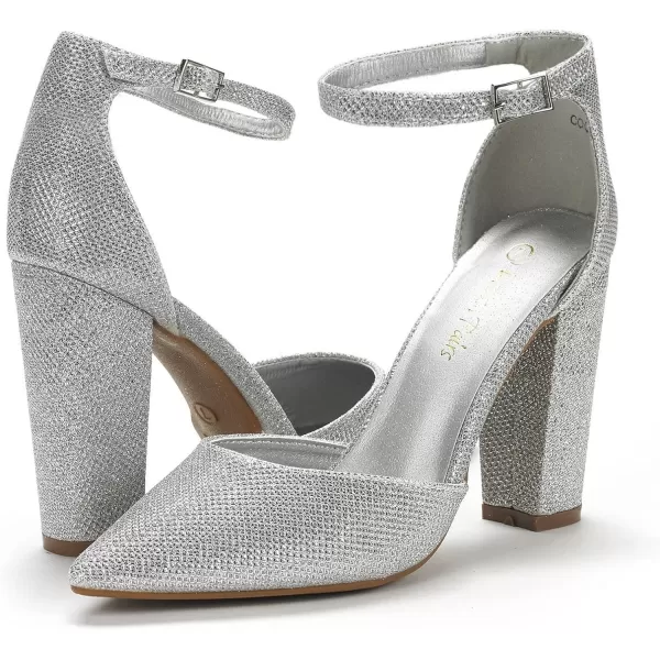 imageDREAM PAIRS Womens Coco Pointed Toe High Heels Pump ShoesSilver Glitter