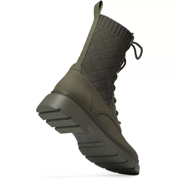 imageDREAM PAIRS Womens Combat Boots Lace Up Leather Ankle Booties Lug SolePlatform Mid Calf BootsDark Green