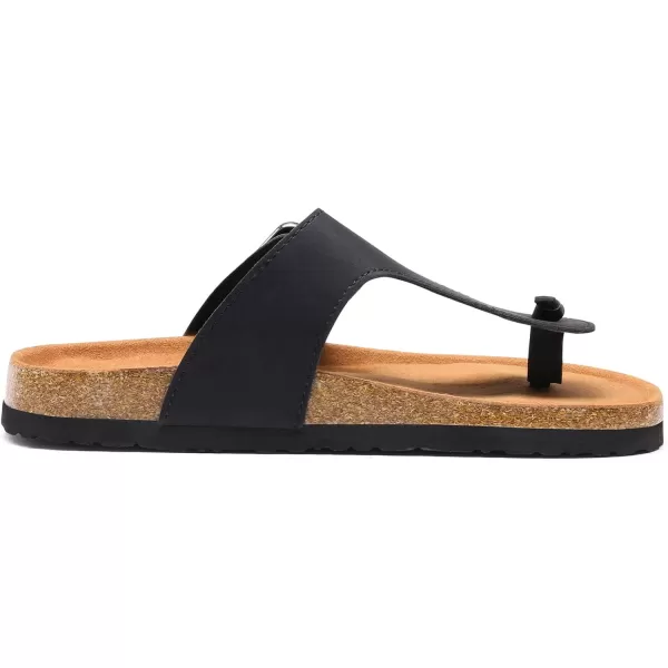 imageDREAM PAIRS Womens Comfort Slipon Arch Support Orthotic Flip Flops Summer Cute TStrap Flat Thong Sandals with Adjustable BuckleBlack