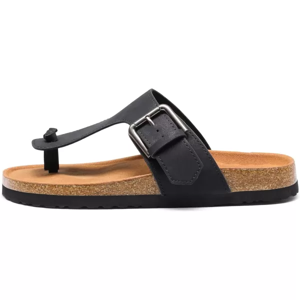imageDREAM PAIRS Womens Comfort Slipon Arch Support Orthotic Flip Flops Summer Cute TStrap Flat Thong Sandals with Adjustable BuckleBlack