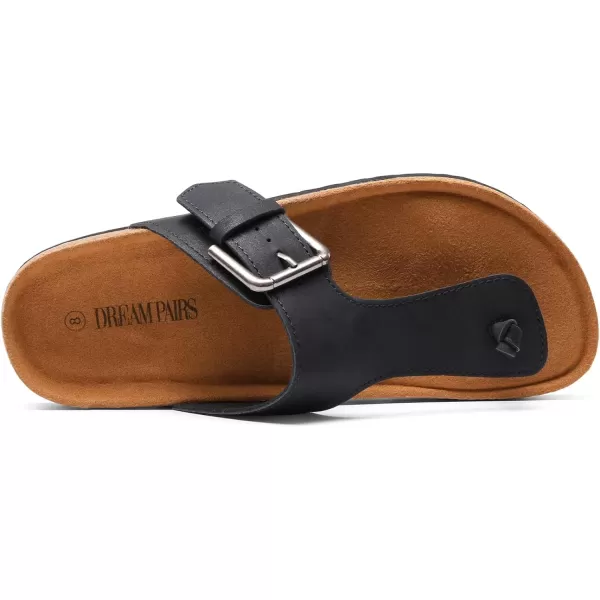 imageDREAM PAIRS Womens Comfort Slipon Arch Support Orthotic Flip Flops Summer Cute TStrap Flat Thong Sandals with Adjustable BuckleBlack