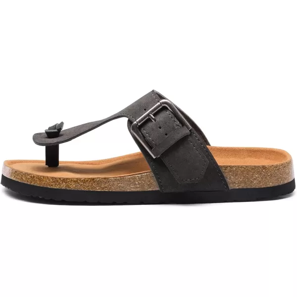 imageDREAM PAIRS Womens Comfort Slipon Arch Support Orthotic Flip Flops Summer Cute TStrap Flat Thong Sandals with Adjustable BuckleDark Grey