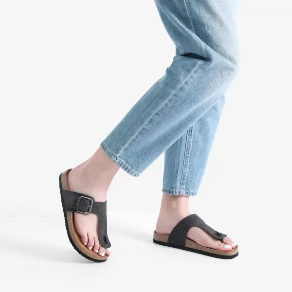 imageDREAM PAIRS Womens Comfort Slipon Arch Support Orthotic Flip Flops Summer Cute TStrap Flat Thong Sandals with Adjustable BuckleDark Grey