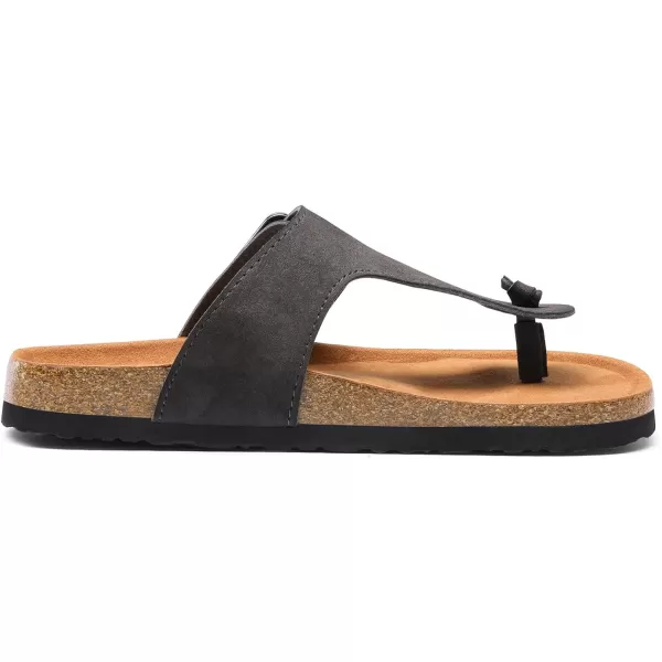 imageDREAM PAIRS Womens Comfort Slipon Arch Support Orthotic Flip Flops Summer Cute TStrap Flat Thong Sandals with Adjustable BuckleDark Grey