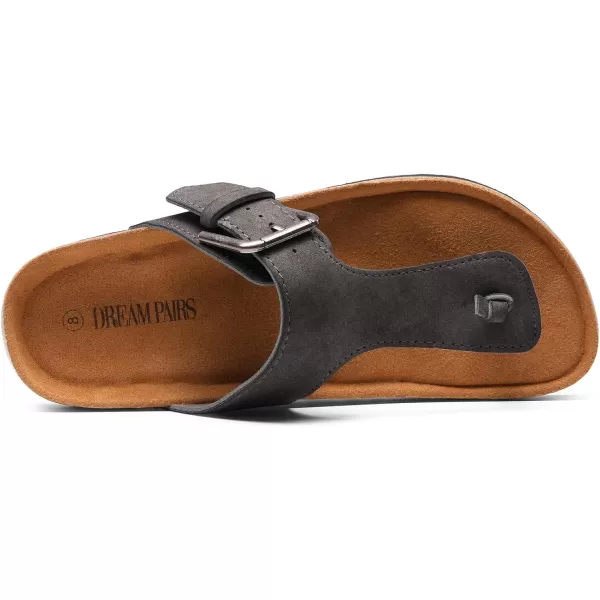 imageDREAM PAIRS Womens Comfort Slipon Arch Support Orthotic Flip Flops Summer Cute TStrap Flat Thong Sandals with Adjustable BuckleDark Grey
