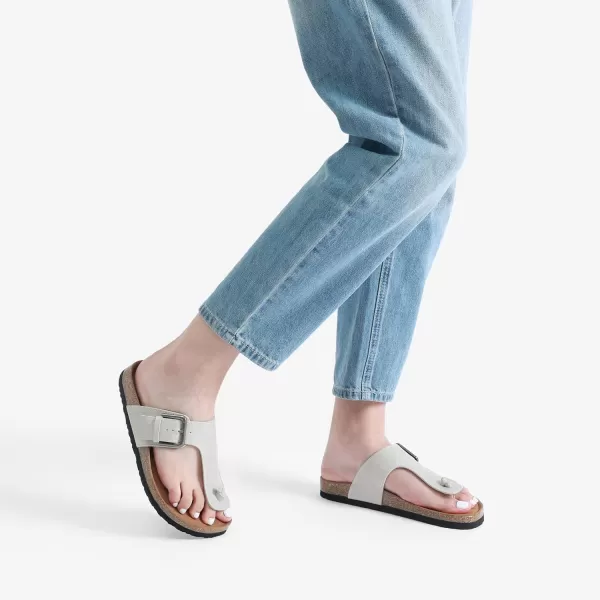 imageDREAM PAIRS Womens Comfort Slipon Arch Support Orthotic Flip Flops Summer Cute TStrap Flat Thong Sandals with Adjustable BuckleLight Grey