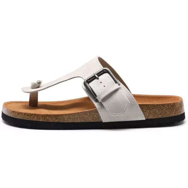 imageDREAM PAIRS Womens Comfort Slipon Arch Support Orthotic Flip Flops Summer Cute TStrap Flat Thong Sandals with Adjustable BuckleLight Grey