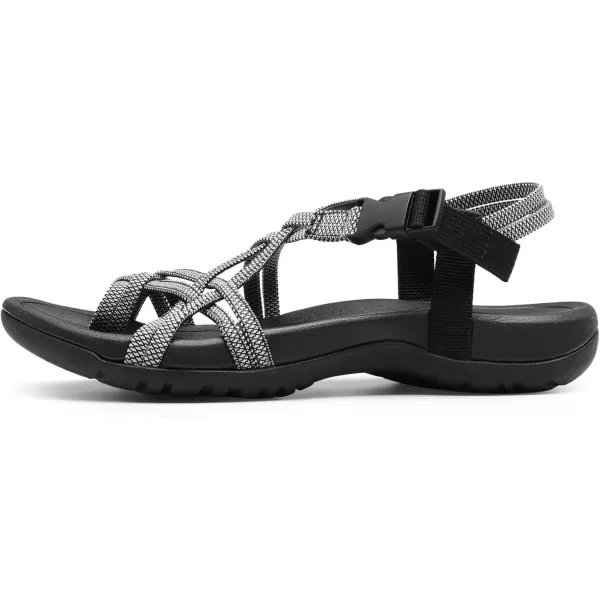 imageDREAM PAIRS Womens Comfort Walking Sport Athletic Sandals With Arch Support Elastic Strap Casual Hiking Outdoor Beach Summer ShoesBlackWhite