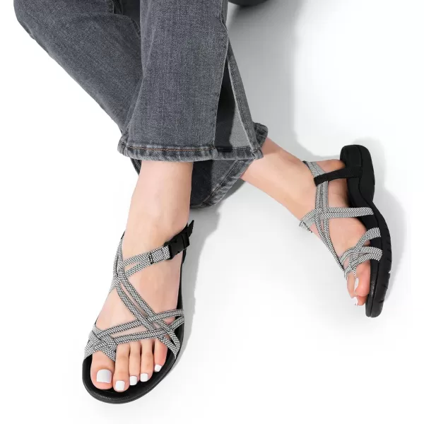 imageDREAM PAIRS Womens Comfort Walking Sport Athletic Sandals With Arch Support Elastic Strap Casual Hiking Outdoor Beach Summer ShoesBlackWhite