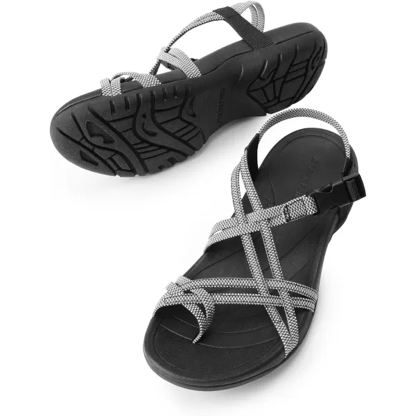 imageDREAM PAIRS Womens Comfort Walking Sport Athletic Sandals With Arch Support Elastic Strap Casual Hiking Outdoor Beach Summer ShoesBlackWhite