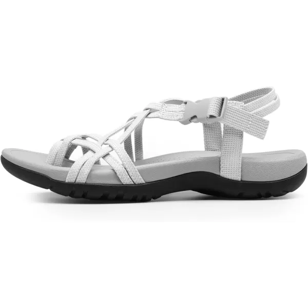 imageDREAM PAIRS Womens Comfort Walking Sport Athletic Sandals With Arch Support Elastic Strap Casual Hiking Outdoor Beach Summer ShoesLight Grey
