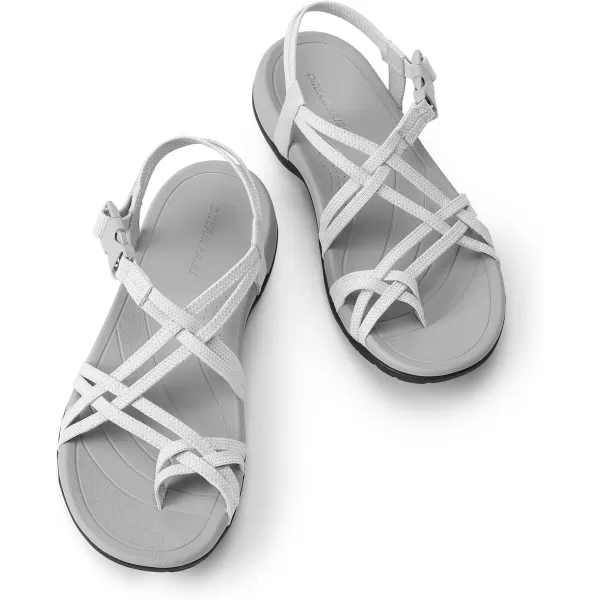 imageDREAM PAIRS Womens Comfort Walking Sport Athletic Sandals With Arch Support Elastic Strap Casual Hiking Outdoor Beach Summer ShoesLight Grey