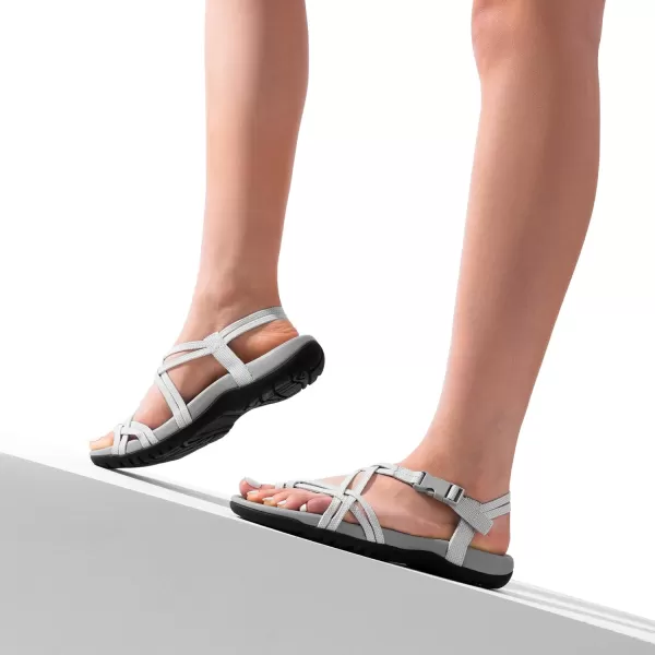 imageDREAM PAIRS Womens Comfort Walking Sport Athletic Sandals With Arch Support Elastic Strap Casual Hiking Outdoor Beach Summer ShoesLight Grey