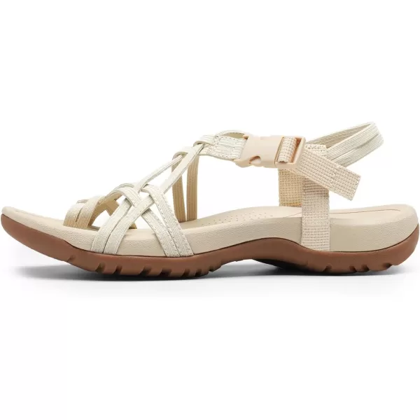 imageDREAM PAIRS Womens Comfort Walking Sport Athletic Sandals With Arch Support Elastic Strap Casual Hiking Outdoor Beach Summer ShoesNude