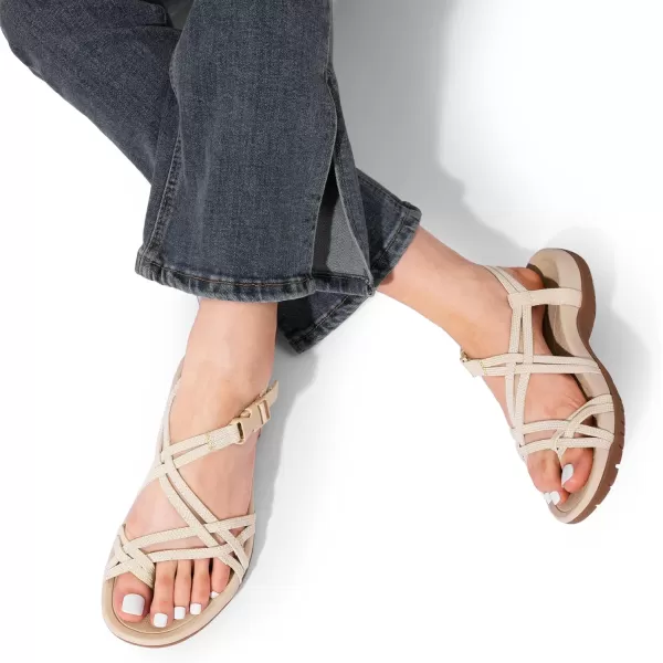 imageDREAM PAIRS Womens Comfort Walking Sport Athletic Sandals With Arch Support Elastic Strap Casual Hiking Outdoor Beach Summer ShoesNude