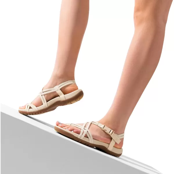 imageDREAM PAIRS Womens Comfort Walking Sport Athletic Sandals With Arch Support Elastic Strap Casual Hiking Outdoor Beach Summer ShoesNude