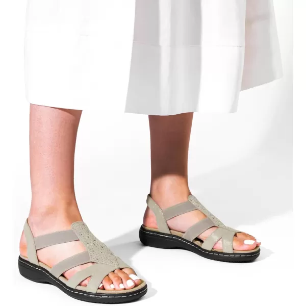 imageDREAM PAIRS Womens Comfortable Arch Support Dressy Flat Sandals Elastic Open Toe Walking Sandals for SummerGrey