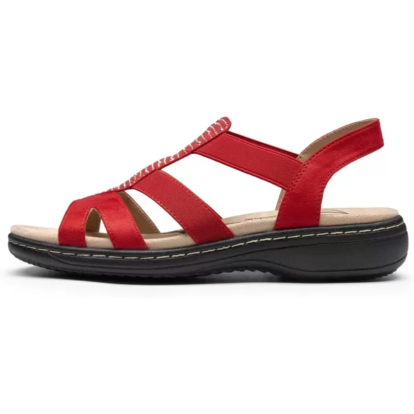imageDREAM PAIRS Womens Comfortable Arch Support Dressy Flat Sandals Elastic Open Toe Walking Sandals for SummerRed