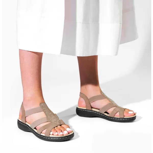 imageDREAM PAIRS Womens Comfortable Arch Support Dressy Flat Sandals Elastic Open Toe Walking Sandals for SummerTaupe
