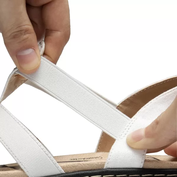 imageDREAM PAIRS Womens Comfortable Arch Support Dressy Flat Sandals Elastic Open Toe Walking Sandals for SummerWhite