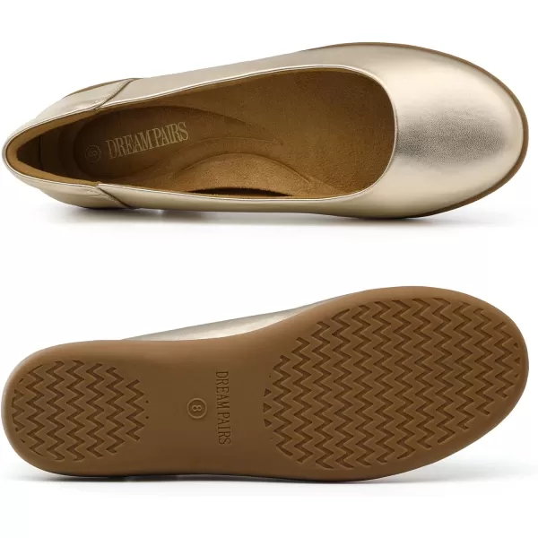 imageDREAM PAIRS Womens Comfortable Ballet Dressy Work Flats Round Toe Slip on Office ShoesGold