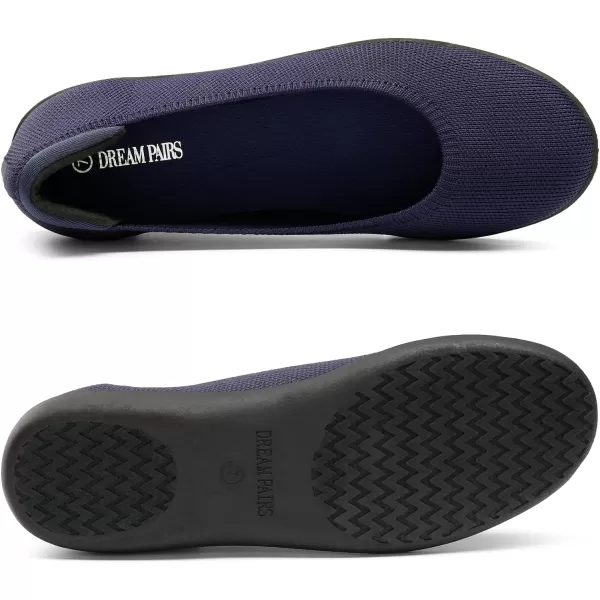imageDREAM PAIRS Womens Comfortable Ballet Dressy Work Flats Round Toe Slip on Office ShoesNavyknit