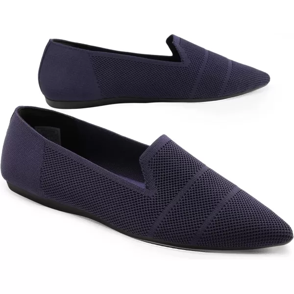 imageDREAM PAIRS Womens Comfortable Dressy Flats Pointed Toe Knit Loafers Business Work ShoesNavy