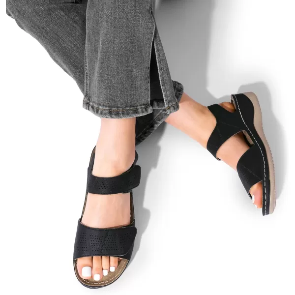imageDREAM PAIRS Womens Comfortable Dressy Flats Sandals Open Toe One Band Casual Walking Sandals for SummerBlack
