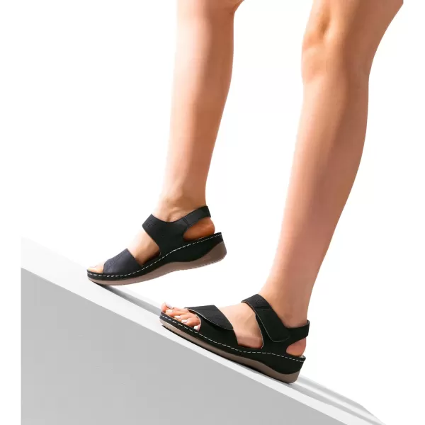 imageDREAM PAIRS Womens Comfortable Dressy Flats Sandals Open Toe One Band Casual Walking Sandals for SummerBlack