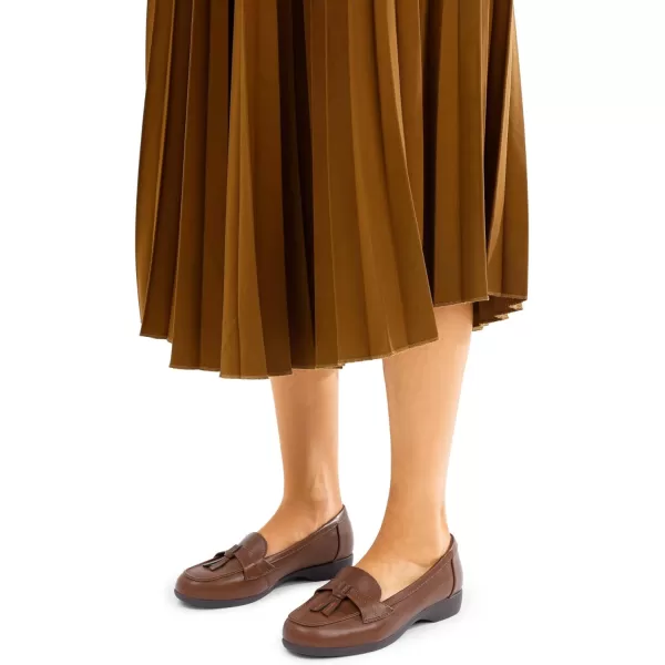 imageDREAM PAIRS Womens Comfortable Dressy Slipon Loafers Business Casual Work Shoes Office Faux Leather Arch Support Round Toe Flats Shoes with Tassel DecorationBrown